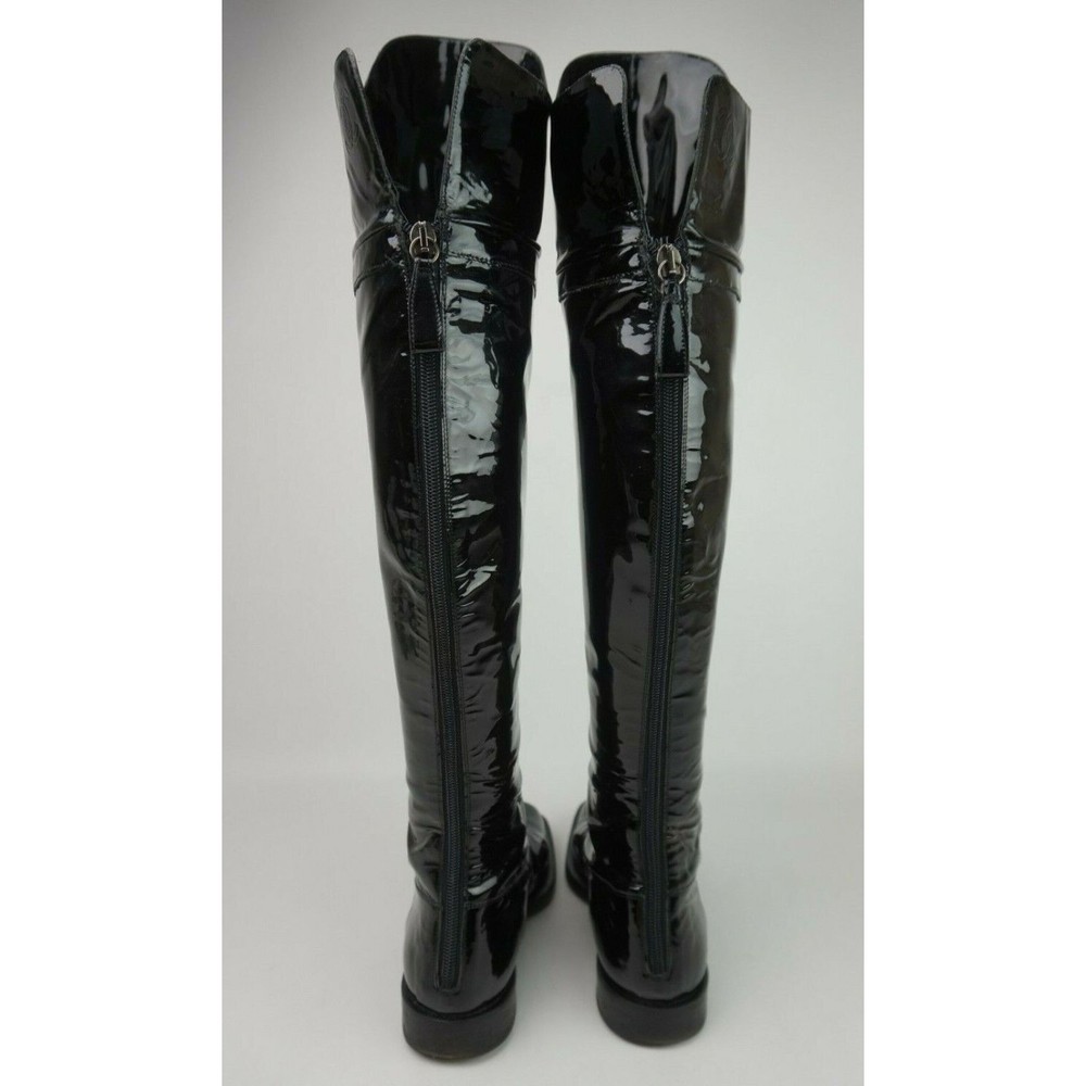Chanel Women's Black Patent Leather Over The Knee CC Boots Size 36 - Picture 8 of 12